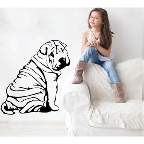 Removable Vinyl Home Decorative Room Wall Decor Wall Sticker Shar-Pei Sharpei Wall Mural Art Design Wallpaper FreeShippingY-844