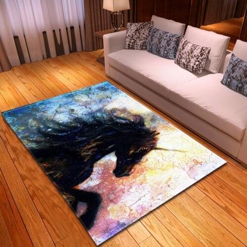 Nordic 3D Unicorn Carpets for Living Room Bedroom Area Rugs Cartoon Kids Room Crawl Mats Soft Flannel Children Play Large Carpet