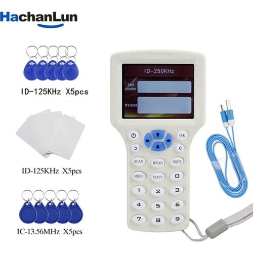 English 10 Frequency RFID Copier ID IC Reader Writer Copy M1 13.56MHZ Encrypted Duplicator Programmer USB NFC UID Tag Key Card