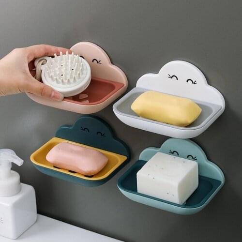 Bathroom Shower Soap Box Dish Storage Suction Cup Corner 3 Colors Plastic Soap Holder Shower Hanger Bathroom Storage Rack