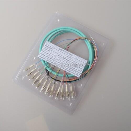 3M Fiber Optic Pigtail, 12 core , LC, Multimode, 50/125, 10 Gig, OM3