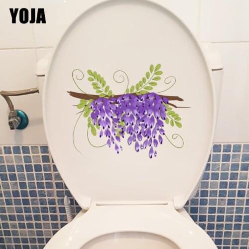 YOJA 22.6X17CM Watercolor Chinese Style Wisteria Flower Wall Decor Home WC Toilet Sticker T1-1164