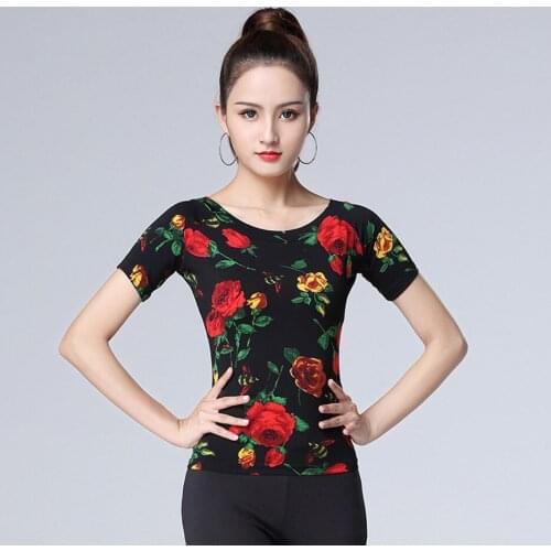 O Neck Floral Short/Long Sleeve Women Latin Dance Tops Latin Dancing Dress Cloth Tango Chacha Dancing Performamnce SS051