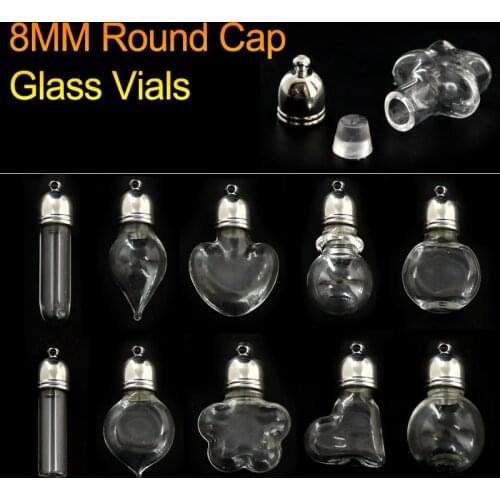 10PCS 8MM Glass Pendant Name on Rice Jewelry Pendant with Name DIY Vials Wishing Glass Bottle Jewelry Finding