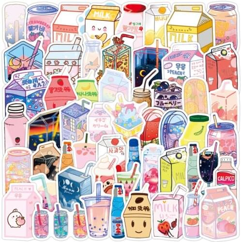 50PCS INS Style Cute Drink Cartoon Stickers Laptop Guitar Luggage Fridge Sticker Decal Kid Classic Toy Decal Graffiti Sticker F4