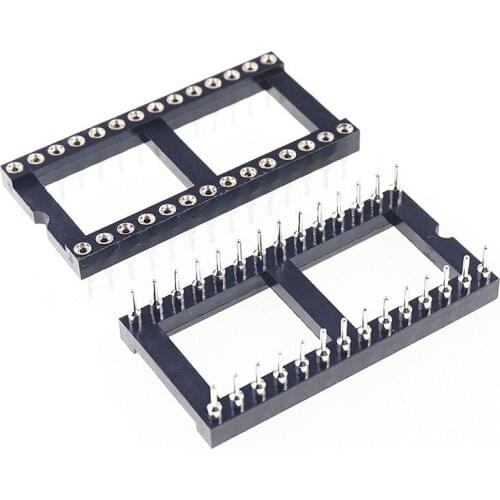 500pcs 0.100" 2.54mm Pitch IC socket 28 Position 2x14 Pin machine Pin Row spacing 15.24mm wide plate DIP Through hole solder