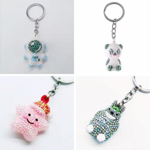 5D DIY Diamond Painting Keychain childs Cartoon Animal Cross Ctitch Car Pendant Tools Kit For Jewelry Keyring Set Handmade Craft