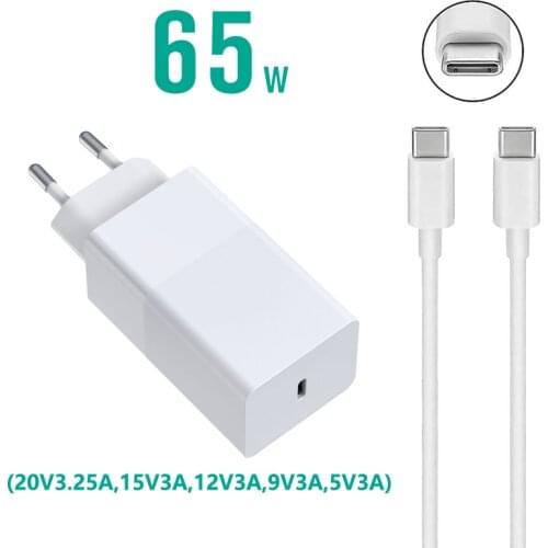 65W GaN Wall Charger USB C Power Adapter Laptop Tablet Phone Charger for MacBook/ASUS/HP/HUAWEI/Lenovo/Samsung Galaxy