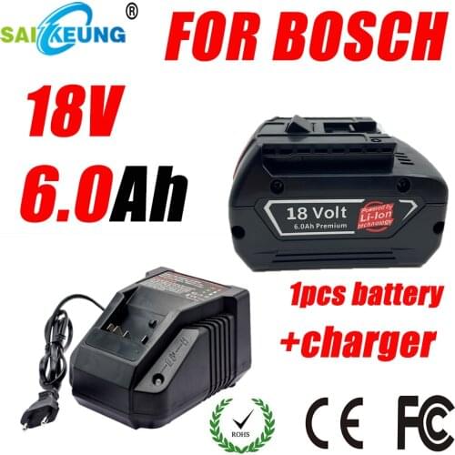 18V 6.0Ah Rechargeable Lithium Battery Replace Bosch Professional Battery Power Tool BAT609 BAT618 BAT610 BAT619 6000mAh