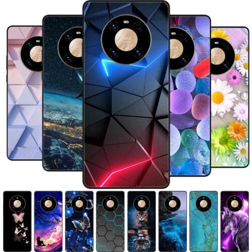 For Huawei Mate 40 Case Black Bumper Soft Silicone Back Cover For Huawei Mate 40 Pro Plus + Phone Cases Painted Fundas Mate40 5G