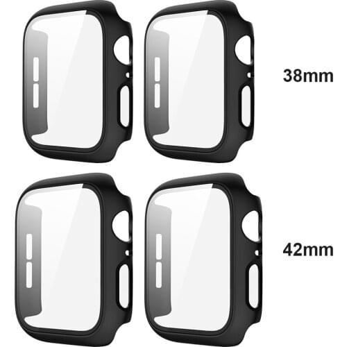 2Pcs Watch Case for Apple Watch 1 2 3 Smart Watch Cover Bumper Accessories Protector Full Coverage Protection Black