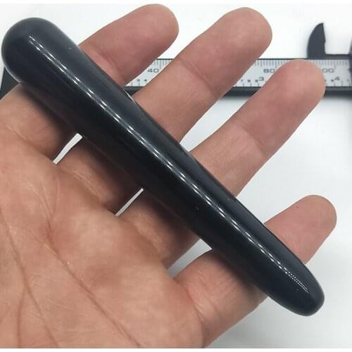 DHXYZB 10cm natural black obsidian quartz crystal point massage wand goddess yoni pleasure wand reiki healing wand for wife gift