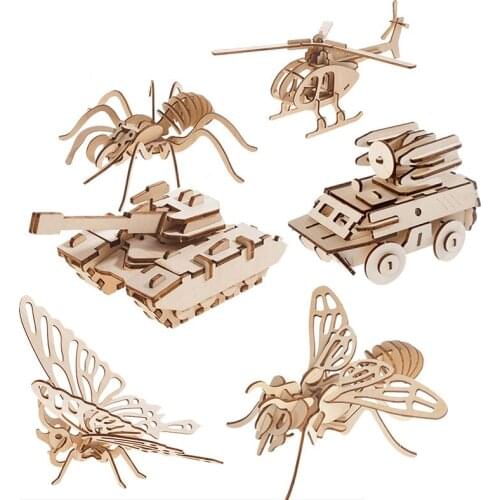 DIY 3D Wooden Puzzle Toys Assembly Model Toys Plane Merry Go Round Ferris Wheel Toys for Children Drop Shipping