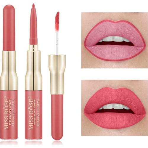 Double Headed Multifunctional Lip Liner Pencil Liquid Lipstick Waterproof Matte Pink Private Label Lightweight Lip Gloss