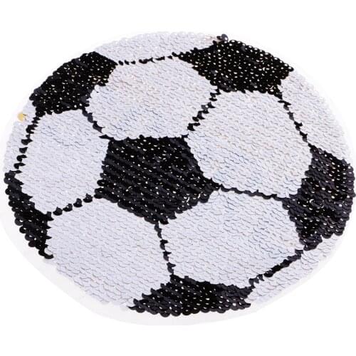 Reversible Jeans Applique of Soccer Sequin Decorative Patches