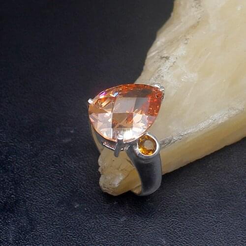 Gemstonefactory Jewelry Big Promotion Single Unique 925 Silver Glorious Morganite Topaz Women Men Gifts Rings 7# 20213077