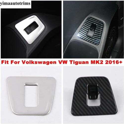 Rear Tailgate Trunk Switch Button Frame Cover Kit Trim For Volkswagen VW Tiguan MK2 2016 - 2021 Carbon Fiber / Matte Accessories