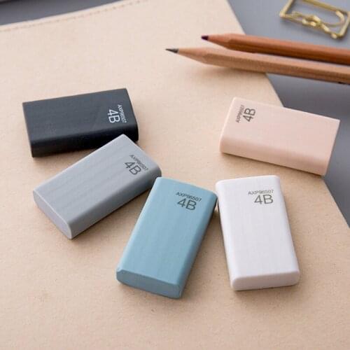 2Pcs Soft Rubber 4B Eraser Pencil Eraser Student Stationery School Office Supplies Random 4.5*2.5cm