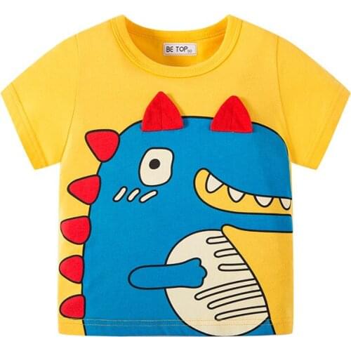 Summer Korean three-dimensional dinosaur cartoon childrens tops boys' foreign clothes childrens wear short-sleeved T-shirts