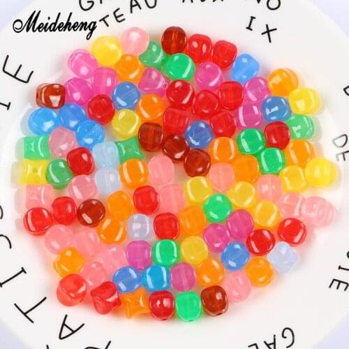 Meideheng Acrylic Four Angle Candy Beads Jelly Color Handmade Materials For Children Gift Crafts Accessories For Jewelry Making