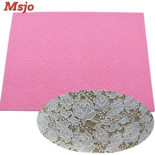 Msjo Rose Flower Silicone Lace Molds Cake Decorating Fondant Mold Sugar Lace Mat Baking Pastry Chocolate Gumpastes Tools Hot