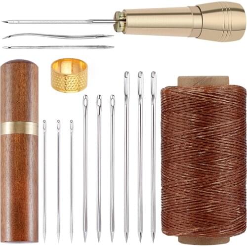 KAOBUY Leather Hand Sewing Set Sewing Needle Awl Leather Craft Tools Sewing Leather Craft Needlework Tools Kit