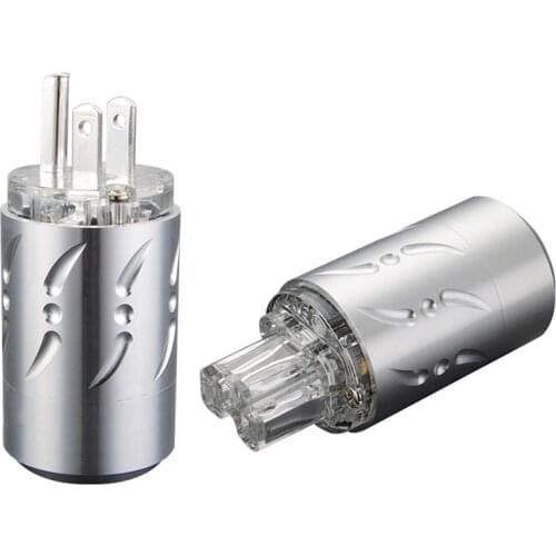 One pair Viborg VM512R+VF512R US power plug 99.998% copper Rhodium plated AC power plug with IEC plug