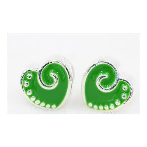 Wholesale Lot 1000 PCS Beautiful Green Color heart Charms Big Hole Beads Fit European Bracelet and Necklace