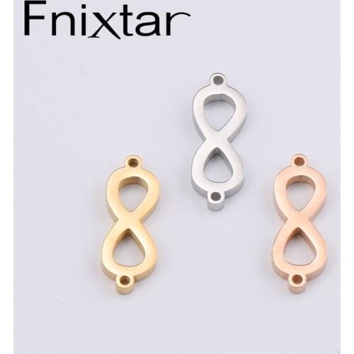 Fnixtar Infinite Symbol Connector Charms Mirror Polished Stainless Steel DIY Necklace Bracelet Jewelry 7x21mm 20Piece/lot