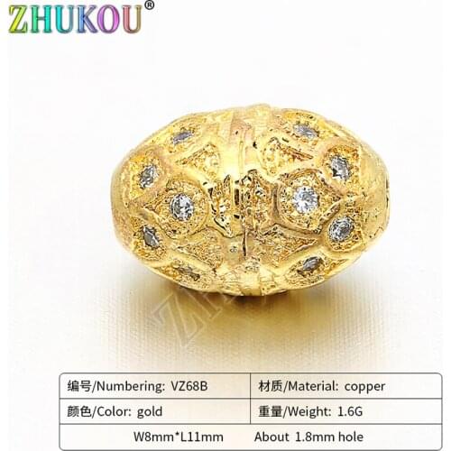 8*11mm Supplies for Brass Cubic Zirconia Oval Shape Spacer Beads DIY Jewelry Findings Accessories, Model: VZ68