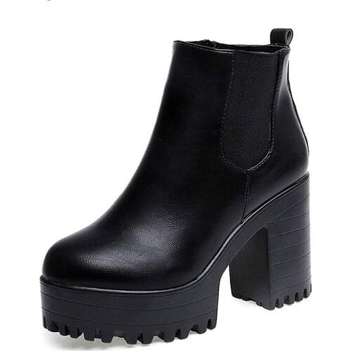 Dropshipping Botas Mujer Fashion Women Boots Square Heel Platforms Zapatos Mujer PU Leather Thigh High Pump Motorcycle Shoes