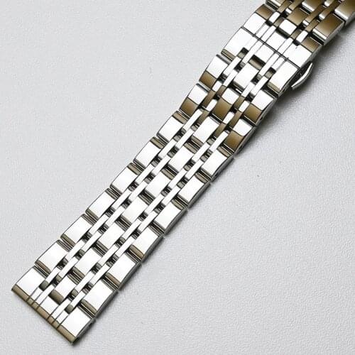 Stainless Steel Watch Strap Band 12mm 16mm 18mm 19mm 20mm 22mm 24mm 7 Beads Watchband Bracelet for Men Mechanical Watches Quartz