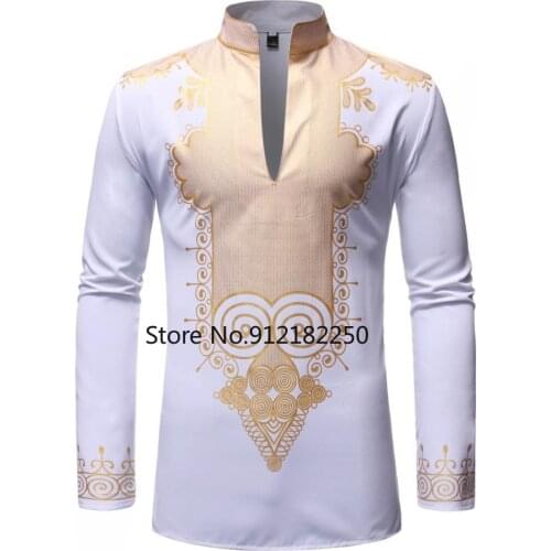 African Dashiki Print Shirt Men 2021 Fashion Streetwear Casual African Clothes Men Slim Fit Long Sleeve African Clothing Male