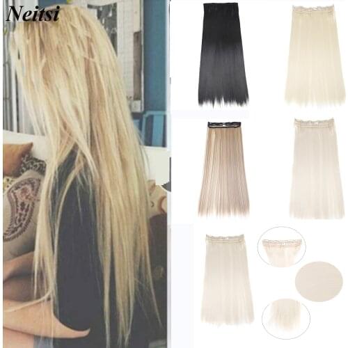 Neitsi 20" Synthetic Long Straight 5 Clips In One Piece Hair Extensions Clip in False Hairpieces For Women 31 Color Available