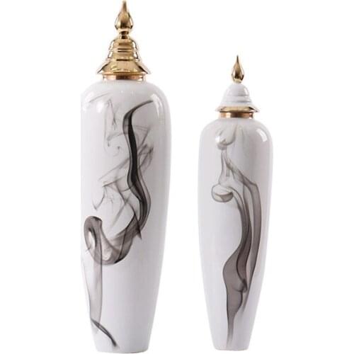 Modern Chinese Style Light Luxury Handmade Ink Ceramic General Storage Jar Decoration Sideboard Cabinet Entrance Soft Home