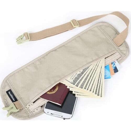Outdoor travel stealth purse thin close-fitting running mobile phone ID theft robbery wallet waist square bag belt sport