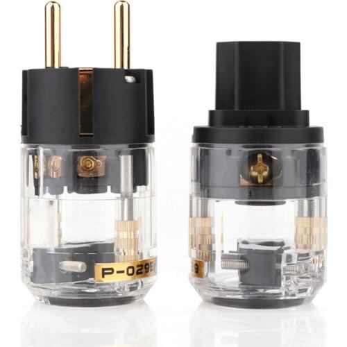 High Quality Pair P029E+C029 EU Power Plug IEC Female Power Connector hifi diy power cable Plug
