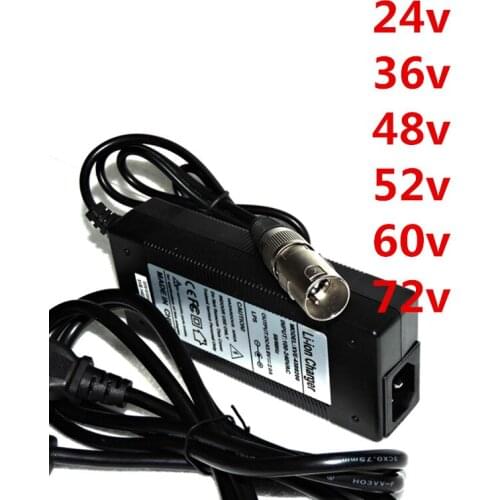 24v 36v 48v 52v 60v 72v 2A 3A Lithium battery charger Canon head electric bike e scooter e motor Energy storage battery charger