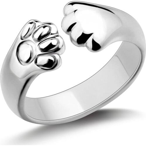 925 Sterling Silver Cute Cat Claws Open Rings For Women Fashion Lady Prevent Allerg Party Jewelry jz128