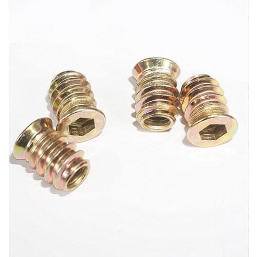100PCS Flange Insert Nut Hex Drive Furniture Wood Barrel Zinc