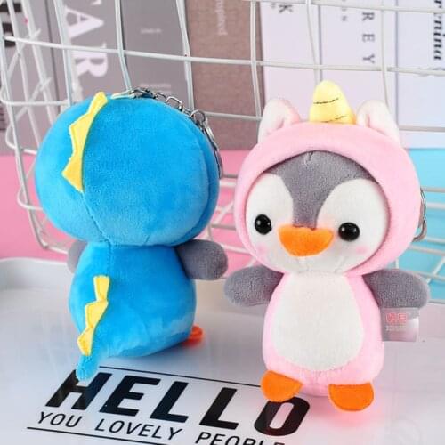 12CM Cute Penguin Stuffed Animals Pendant Key Chain Plush Toys Dolls Kids Small Mini Plush Toys For Children Baby Xmas Gift