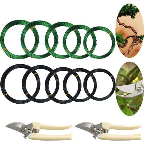 5 Roll 5m Aluminum Tree Training Wires with Garden Scissors for Bonsai Beginners Trainers Artists 1mm/1.5mm/2mm/2.5mm/3mm
