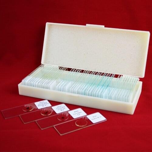 50Pcs Microscope Glass Slides Prepared Biological slides Cover Slips in plastic box