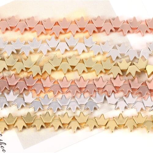 82pcs Natural Multicolor Emperor Crown Shape Hematite Stone Beads Round Loose Spacer Beads For Jewelry Making 8x7mm Bracelet