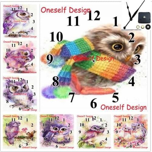 New 5d diamond painting full Mechanical clock 5d diamond embroidery full animal owl diamond mosaic sale home decor wall sticker