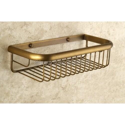 11.8" inch (300mm) Antique Brass Wall Mounted Single Tier Soap / Sponge Shower Storage Basket Bathroom Accessories Wba523