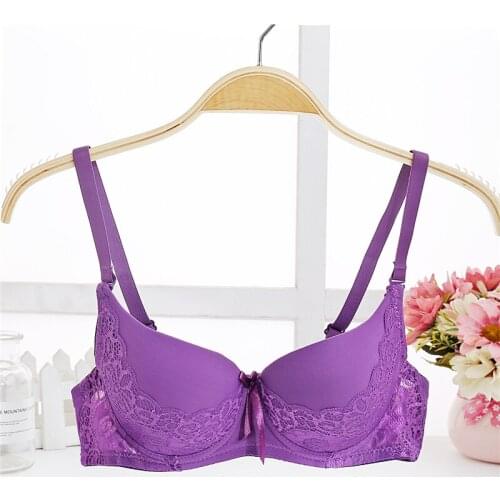 Brand Quality Thick Paded Brassiere for Girls Push Up Seamless Underwear Sexy Lace Underwire Comfort Adjustable Lingerie Bras
