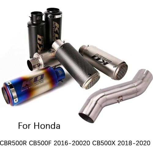 For Honda CBR500R CB500F CB500X Motorcycle Exhaust Pipe Middle Link Pipe Slip On 51mm Muffler Removable Db Killer Escapes