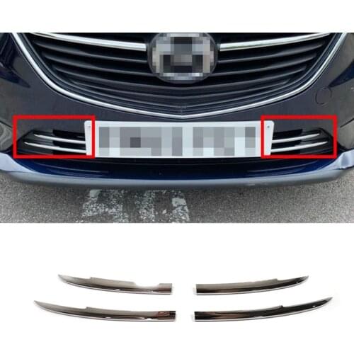 For Mazda 6 Atenza 2013-2018 ABS Chrome Car body protection Front up racing Grid Grille Cover trim Car Styling Accessories 4pcs