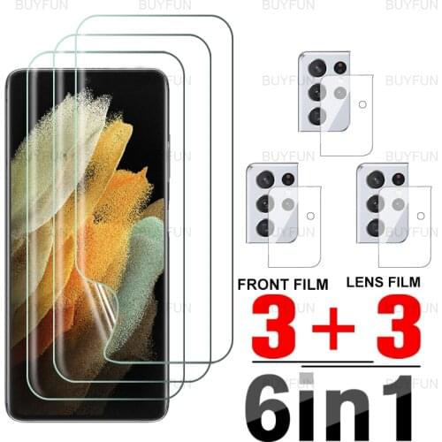 For Samsung S21 Ultra Plus FE HD Front Hydrogel Soft Film 6in1 for galaxy s20 fe 5g ultra plus camera lens screen protector